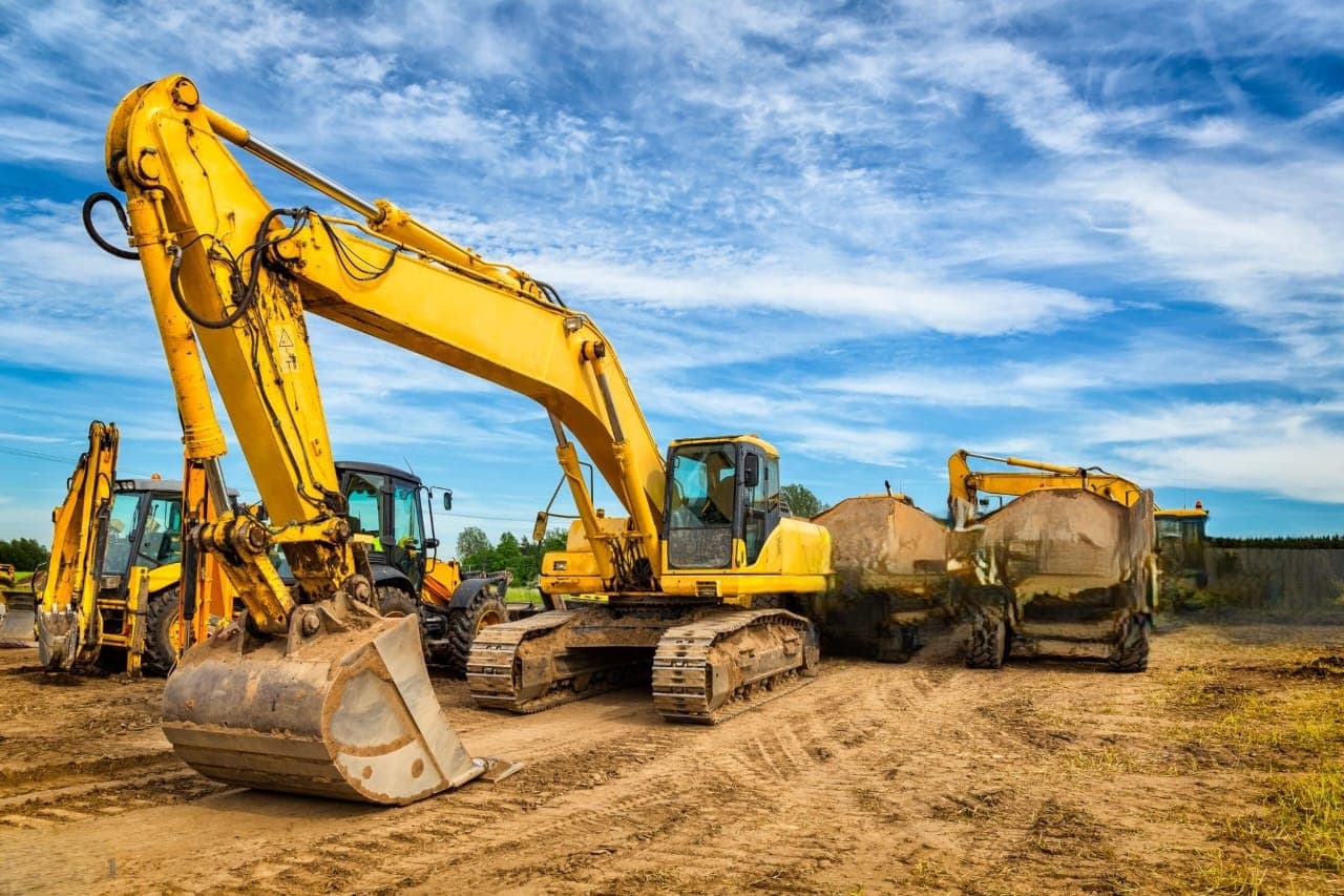 Heavy duty yellow excavator