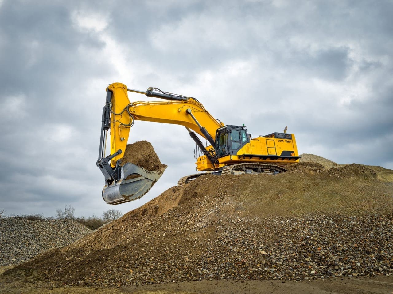 Tipper truck dumping sand